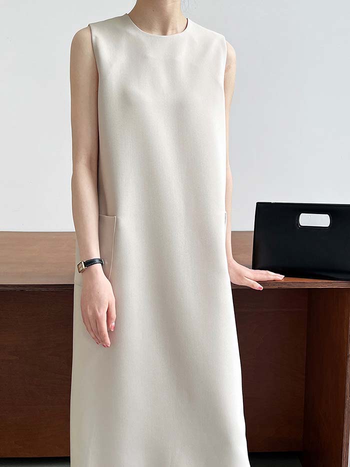 期間限定セール3680円→3280円 ワンピース 夏 春 レディース ノースリーブ ワンピース ロング丈 ワンピース Iライン きれいめ ドレス ワンピース 春 秋 お洒落 体型カバー 着痩せ 華奢見え シンプル スッキリ カジュアル オフィス 通勤 OL 「新色追加」 - メイン画像 8