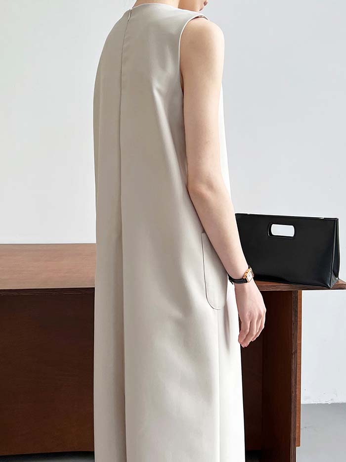 期間限定セール3680円→3280円 ワンピース 夏 春 レディース ノースリーブ ワンピース ロング丈 ワンピース Iライン きれいめ ドレス ワンピース 春 秋 お洒落 体型カバー 着痩せ 華奢見え シンプル スッキリ カジュアル オフィス 通勤 OL 「新色追加」 - メイン画像 9
