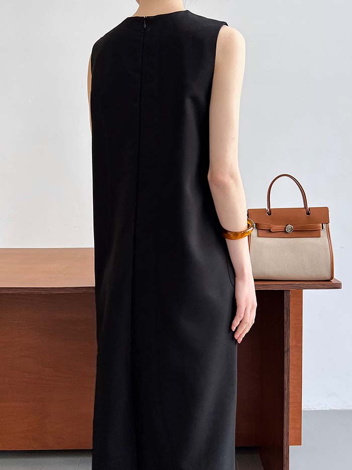 期間限定セール3680円→3280円 ワンピース 夏 春 レディース ノースリーブ ワンピース ロング丈 ワンピース Iライン きれいめ ドレス ワンピース 春 秋 お洒落 体型カバー 着痩せ 華奢見え シンプル スッキリ カジュアル オフィス 通勤 OL 「新色追加」 - メイン画像 13