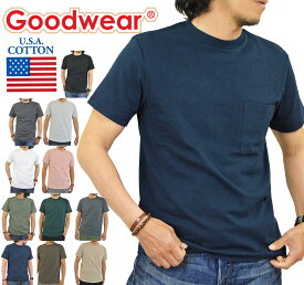 グッドウェア(GOOD WEAR) メンズ Tシャツ 厚手 半袖 Tシャツ クルーネック 無地 ポケット付き ポケT カットソー usaコットン 生地 綿100% 米綿 上質 コットン 大きいサイズ ゆったり 大きめ 父の日 白Tシャツ 黒Tシャツ 白 黒 春 夏 アウトドア キャンプ メール便 送料無料