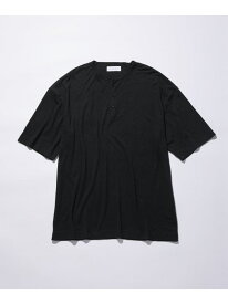 ミックスリネン スラブ 天竺 ヘンリーネック Tシャツ / ロングシーズン着用可能 ADAM ET ROPE' HOMME アダムエロペ トップス カットソー・Tシャツ ブラック グレー【送料無料】[Rakuten Fashion]