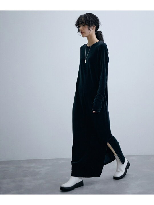 アダムエロペ フロントジップ ベロア BOTANICAL DYED DRESS Adam et  