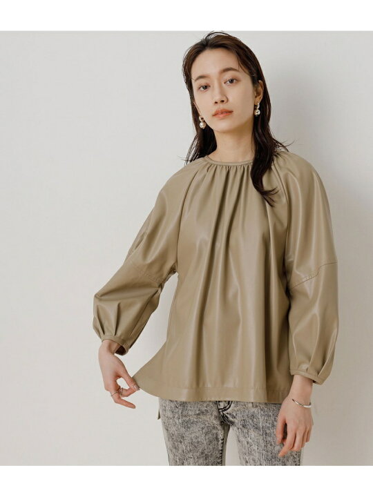 楽天市場】【SALE／70%OFF】エコレザーボリュームブラウス ADAM ET 