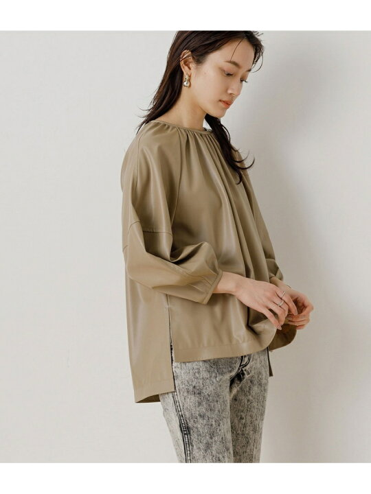 楽天市場】【SALE／70%OFF】エコレザーボリュームブラウス ADAM ET 