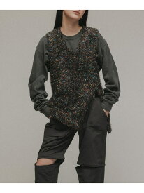 【SALE／50%OFF】[TOPS]GALAXY TUNIC KNIT VEST M TO R アダムエロペ トップス ニット ブラック ベージュ【RBA_E】【送料無料】[Rakuten Fashion]