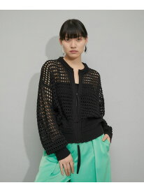 【WEB限定】メッシュニットブルゾン ADAM ET ROPE' FEMME アダムエロペ トップス カーディガン ブラック グレー ホワイト ブルー【送料無料】[Rakuten Fashion]