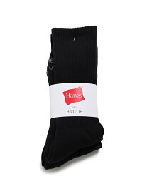 【Hanes for BIOTOP】LOGO SOCKS 2P UNISEX BIOTOP アダムエロペ 靴下・レッグウェア 靴下 ブラック ホワイト[Rakuten Fashion]