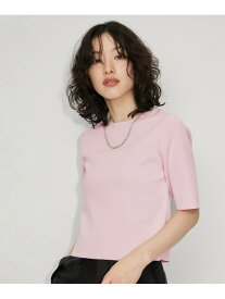 【サステナブル・洗える】クールタッチショートニットTシャツ ADAM ET ROPE' FEMME アダムエロペ トップス カットソー・Tシャツ ブラック ホワイト ピンク【先行予約】*【送料無料】[Rakuten Fashion]