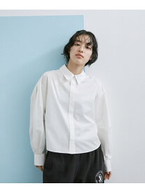 【WEB限定】タックスリーブクロップドシャツ ADAM ET ROPE' FEMME アダムエロペ トップス シャツ・ブラウス ホワイト ブルー【送料無料】[Rakuten Fashion]