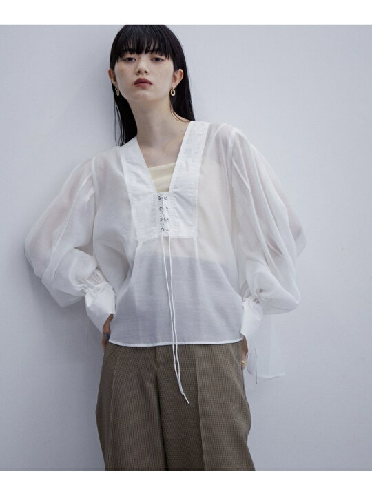 楽天市場】【SALE／60%OFF】レースアップブザムシアーブラウス ADAM ET