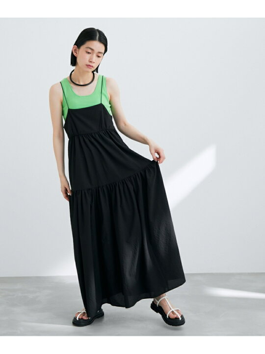 楽天市場 サッカーキャミワンピース Adam Et Rope Femme アダムエロペ ワンピース ワンピースその他 ブラック ホワイト 送料無料 Rakuten Fashion Adam Et Rope