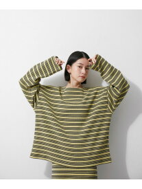 【Miller for ADAM ET ROPE'】別注WAFFLE L/S BORDER TEE ADAM ET ROPE' FEMME アダムエロペ トップス カットソー・Tシャツ ホワイト グリーン【送料無料】[Rakuten Fashion]