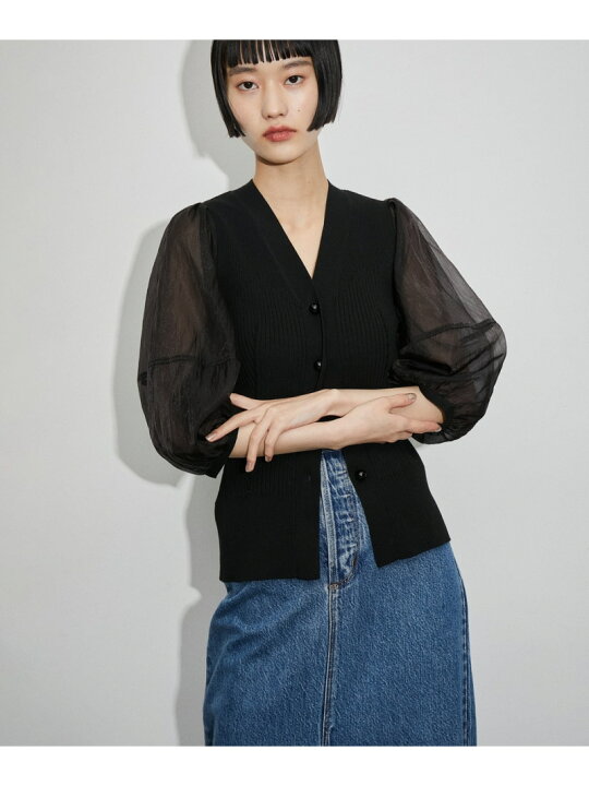 楽天市場】【SALE／50%OFF】シアースリーブリブカーディガン ADAM ET  