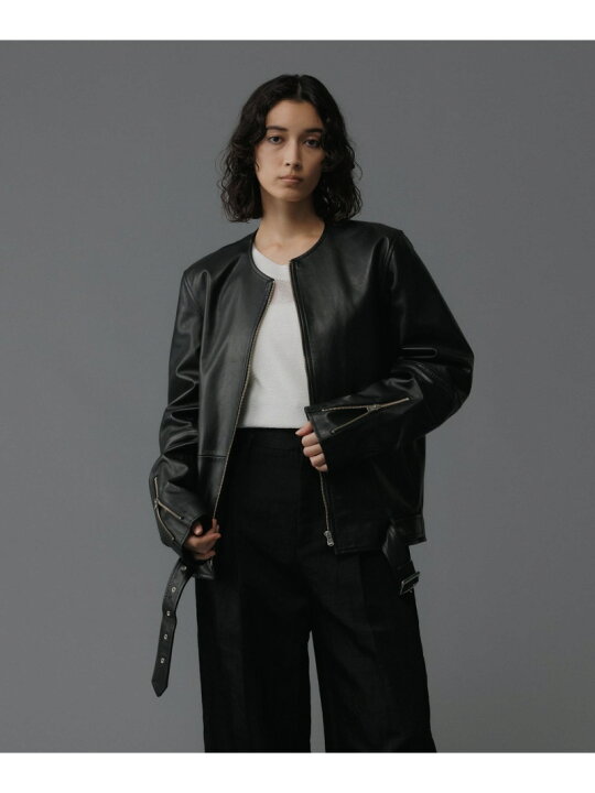 楽天市場】【SALE／50%OFF】シープレザー ノーカラー ライダース 