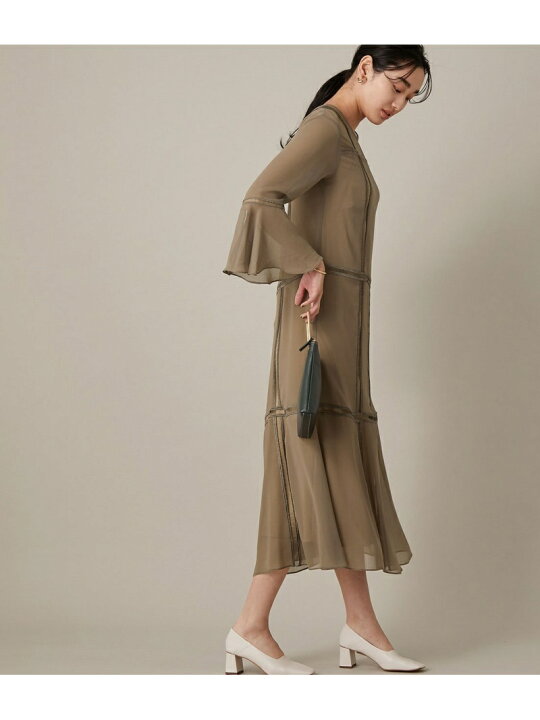 楽天市場 はしごレースシフォンドレス Adam Et Rope アダムエロペ ワンピース ワンピースその他 ブラウン ピンク 送料無料 Rakuten Fashion Adam Et Rope