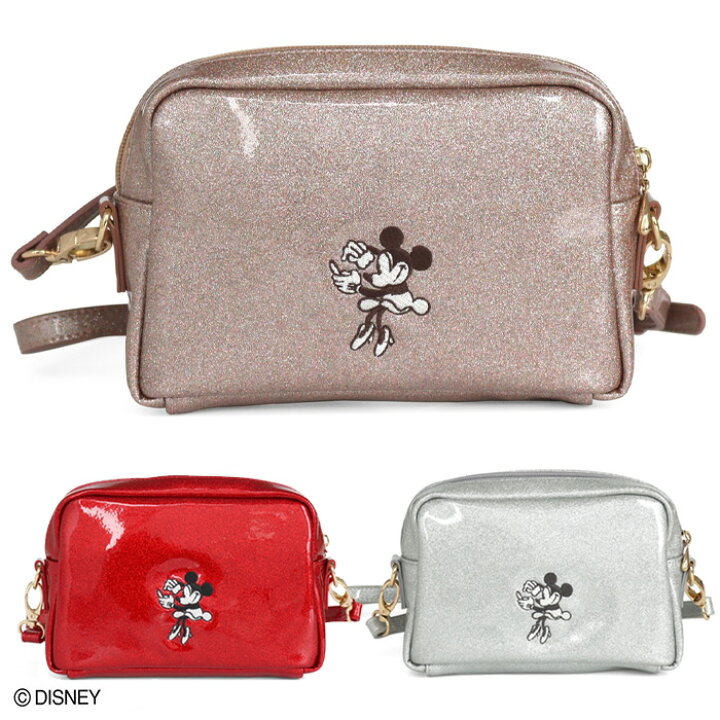 楽天市場 送料無料 ディズニー ミニーマウス スパークリップ ショルダーバッグ ショルダー バッグ 斜め掛け ミニバッグ Puレザー エナメル ラメ キラキラ かばん 鞄 カバン 肩掛け ポケット レディース かわいい おしゃれ 大人 レッド ピンク シルバー 合成皮革 ミニー S