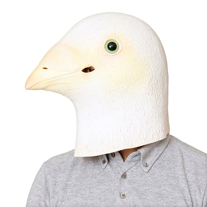 楽天市場 ラバーマスク 白はと ハト はと 鳥 鳩 ホワイト 白 ピジョン マスク アニマル 動物 被り物 かぶりもの 被りもの 動物コスプレ ハット 帽子 メンズ 男女兼用 コスプレ コスチューム ハロウィン 衣装 宴会 忘年会 新年会 運動会 文化祭 イベント 出し物 面白い