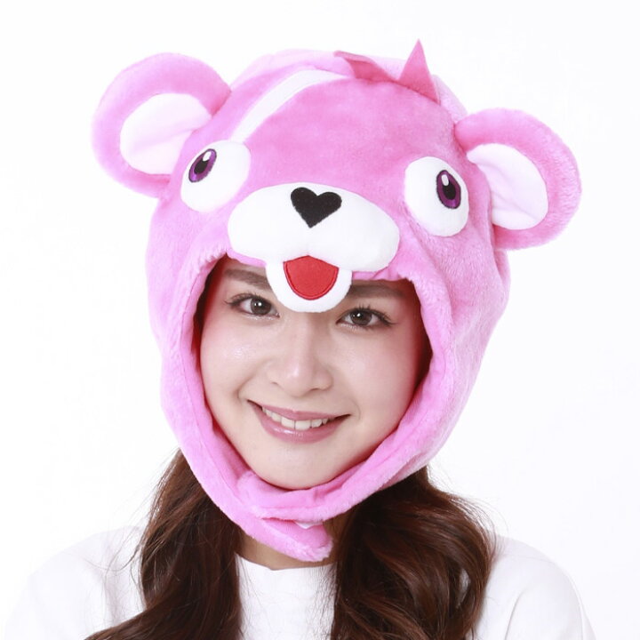 楽天市場 男女兼用 着ぐるみ キャップ フォートナイト ピンクのクマちゃん かぶりもの 被り物 帽子 ぼうし レディース メンズ 大人 子供 キャラクター ハロウィン コスプレ ハロウィンコスチューム アイテム パーティー イベント 衣装 仮装 ピンク くま クマ 熊 Fortnite