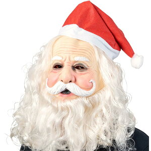 リアルサンタマスク サンタクロース サンタ かぶりもの サンタコス サンタクロースコスプレ ヘッド ヒゲ ひげ 帽子 ラバーマスク コスチューム 頭 被り物 被りもの かぶり物 ヘアアクセサリ