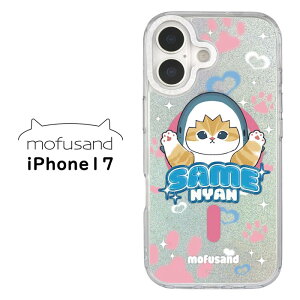 メール便 iPhone17 mofusand MagSafe対応 カメラフレーム ケース クリアケース キラキラ グリッター ラメ インナーシート カバー TPU クリア ソフトケース モフサンド もふさんど サメにゃん 猫 ネコ