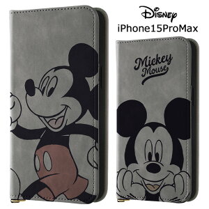 メール便 iPhone15ProMax ディズニー 耐衝撃 手帳型 PUレザー ケース Raffine カバー 手帳型ケース フリップ 手帳ケース スタンド機能 可愛い キャラクター ミッキーマウス アイフォン フィフティー