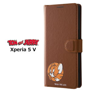 メール便 Xperia 5 V トムとジェリー 手帳型 PUレザー ケース マグネット カバー フリップ 手帳型ケース 手帳 スタンド かわいい トム&ジェリー トムアンドジェリー ブラウン エクスペリア フ