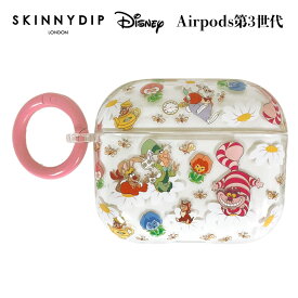 AirPods 第3世代 ディズニー 不思議の国のアリス x SKINNYDIP クリア ケース カバー カラビナ付き スキニーディップ ラメ ハード クリアケース 装着したまま充電 分離型 かわいい 可愛い チェシャ猫 白うさぎ airpods3 3 AirPods第3世代 収納ケース イヤホン 保護 ss-ma02766