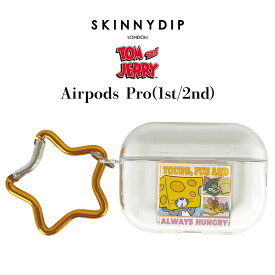 送料無料 AirPods Pro 第1世代 第2世代 トムとジェリー タフィー x SKINNYDIP オールウェイズハングリー クリア ケース カバー カラビナ付き チャーム スキニーディップ ロンドン ホログラム ハード かわいい キャラクター エアーポッズプロ AirPodsProケース ss-ma02801