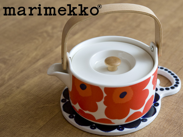 マリメッコ お気に入 使い勝手の良い Marimekko ウニッコ ティーポット レッド フィンランド 北欧 63435-001