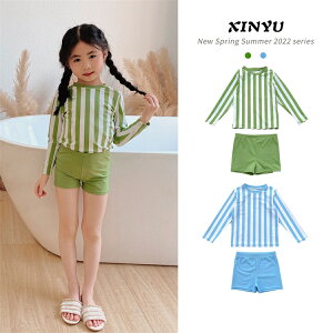 子供水着 キッズ ウェットスーツ 水着 女の子 ジュニア 上下セット パンツ セパレート ラッシュガード 長袖 紫外線対策 スイミング プール 海水浴 水遊び 海遊び 練習着 温泉 可愛い プレゼ