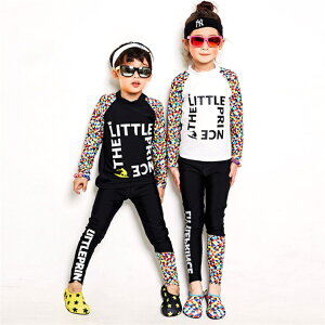 子供水着 キッズ ウェットスーツ 水着 男の子 女の子 ジュニア 上下セット パンツ セパレート ラッシュガード 長袖 紫外線対策 スイミング プール 海水浴 水遊び 海遊び 練習着 温泉 可愛い