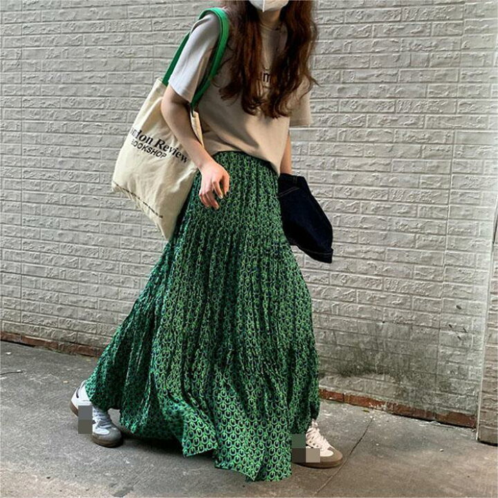 楽天市場】スカート プリーツスカート ロング 柄 aライン ロング 