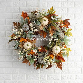 ハロウィンリース 45cm リース かぼちゃ パンプキン 玄関 北欧 おしゃれ ナチュラル ハロウィーン 部屋 手作り 上品 装飾 優雅 飾り 飾り付け ドア 壁掛け 造花 インテリア 記念日 お祝い 大きい ディスプレイ ギフト プレゼント halloween