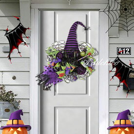 ハロウィンリース リース 魔女 ウィッチ ほうき 箒 怖い 玄関 部屋 おしゃれ ハロウィーン 手作り 上品 装飾 怖い 飾り 飾り付け ドア 壁掛け インテリア コスプレ パーティー 大きい ディスプレイ ギフト プレゼント halloween