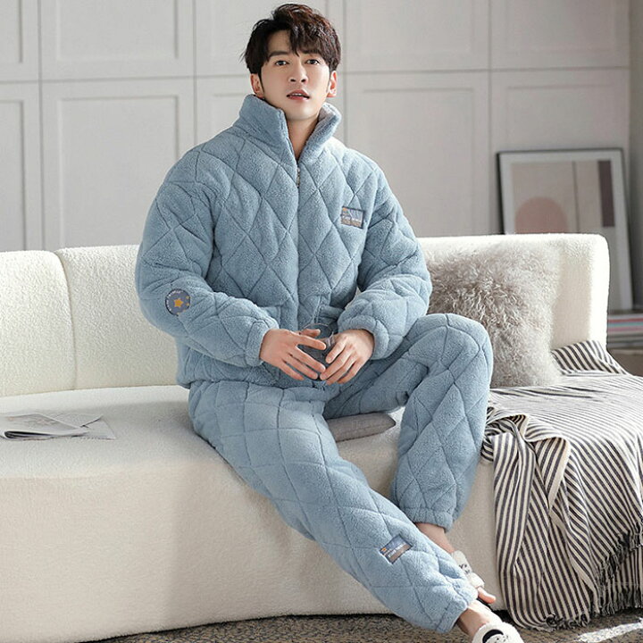 Znepste] 裏起毛 ルームウェア メンズ フリース 上下セット パジャマ もこもこ 着る毛布 冬 あったか ふんわり 厚手 ルームウェア ボアフリース  冬 メンズ 上下セット もこもこ 前開き ボタン 部屋着 パジャマ 厚手 リブ ふわふわ 防寒 保温 あたっか 暖か 秋冬 [Znepste] [Znepste] スウェット 裏起毛 パジャマ メンズ ルームウェア 着る毛布 上下セット もこもこ 冬 暖かい 防寒 フリース