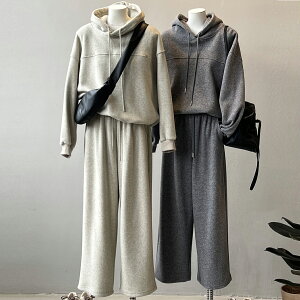 ニットセットアップ パンツ ニットパンツ レディース 秋物 セットアップ スウェット ニット パーカー 秋冬 長袖 冬 M L セーター ワイドパンツ スポーツウェア ルームウェア 部屋着 お出かけ