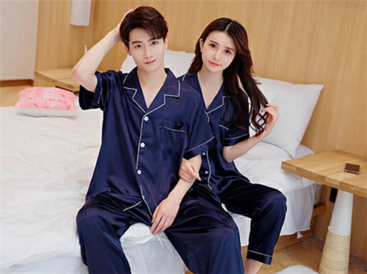 楽天市場 パジャマ ペアパジャマ カップルパジャ パジャマ 大きいサイズ レディース メンズ ルームウェア 半袖 上下セット 前開き ナイトウェア 部屋着 ギフト セットアップ かわいい プレゼント 春夏 上品 彼氏 彼女 お揃い 長ズボン お祝い 寝間着 寝巻き 送料無料