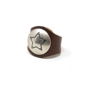 No:MG-LR01-09-02 | Name:Leather Ring w/ Concho | Color:Brown Star【YUKETEN】【202105】【2021SS】【レザーリング】【ネコポス】