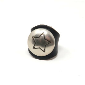 No:MG-LR02-09 | Name:Leather Ring w/ Concho | Color:Black Star【YUKETEN】【202105】【2021SS】【レザーリング】【ネコポス】