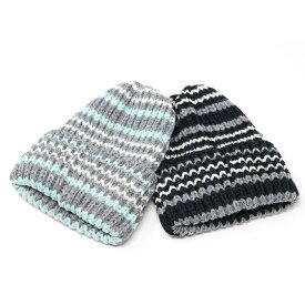 No:HL-23FW-0019 | Name:Rib Multi Border BW 001 Bobcap | Color:Black-Steel-Aran/Steel-Mint-Aran【HIGHLAND 2000】