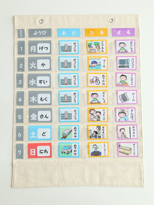 楽天市場 ウィークリースケジュールポケット 絵カードシールセット 自閉症 発達障害 スケジュール 視覚支援 アドプラス楽天市場店