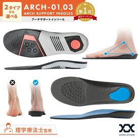 【理学療法士監修】 インソール アーチサポート 衝撃吸収 中敷き レディース メンズ スニーカー ゲル スポーツ シークレット 中敷 アーチ サポーター 姿勢 軽量 消臭 土踏まず かかと 防臭 偏平足 2タイプ【ARCH01 ARCH03】