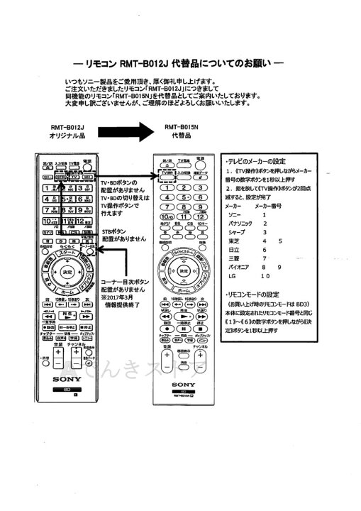 楽天市場】在庫有!!【新品】SONY 純正 ブルーレイレコーダーリモコン 