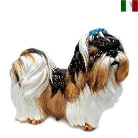 シーズー 置物 イタリア製 インテリア 動物 犬 陶器 クラシック
