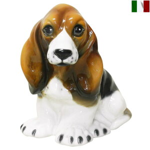 バセットハウンド 置物 子犬 インテリア 陶器 クラシック テイスト イタリア製