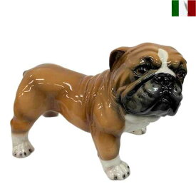 ブルドッグ 置物 動物 犬 陶器 クラシック 茶色 イタリア