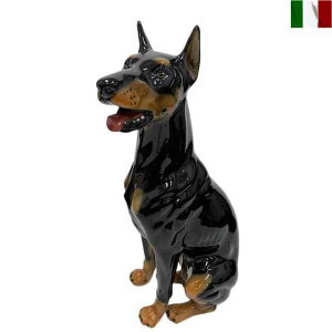 ドーベルマン 置物 犬 陶器 イタリア インテリア オブジェ