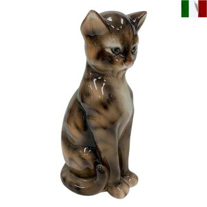 置物 キジトラ 茶トラ 猫 キャット Cat ネコ ホワイト 陶器 インテリア オブジェ イタリア