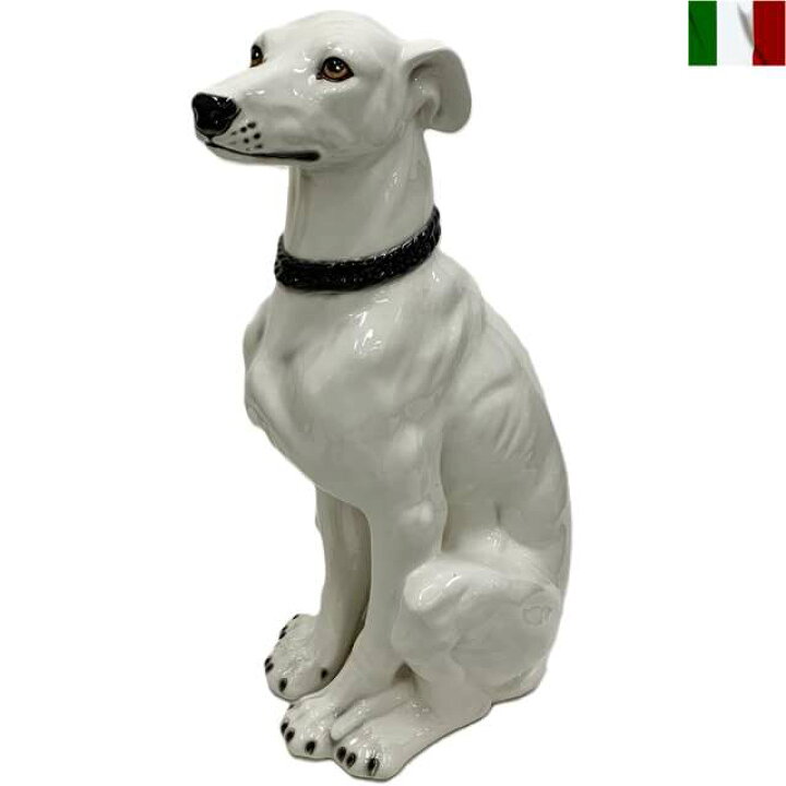 楽天市場】置物 グレーハウンド 犬 白 陶器 イタリア インテリア 