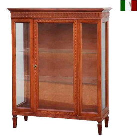 ガラス キャビネット クラシック 1ドア 鍵付き 棚板2枚 イタリア家具